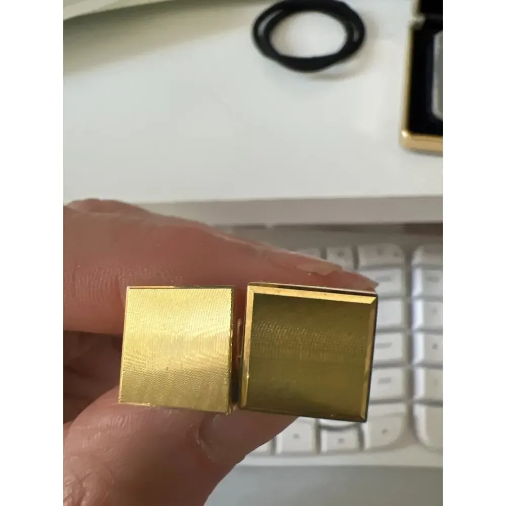 Vintage Christian Dior Gold Tone Cufflinks Signed Mismatched Pair With Box